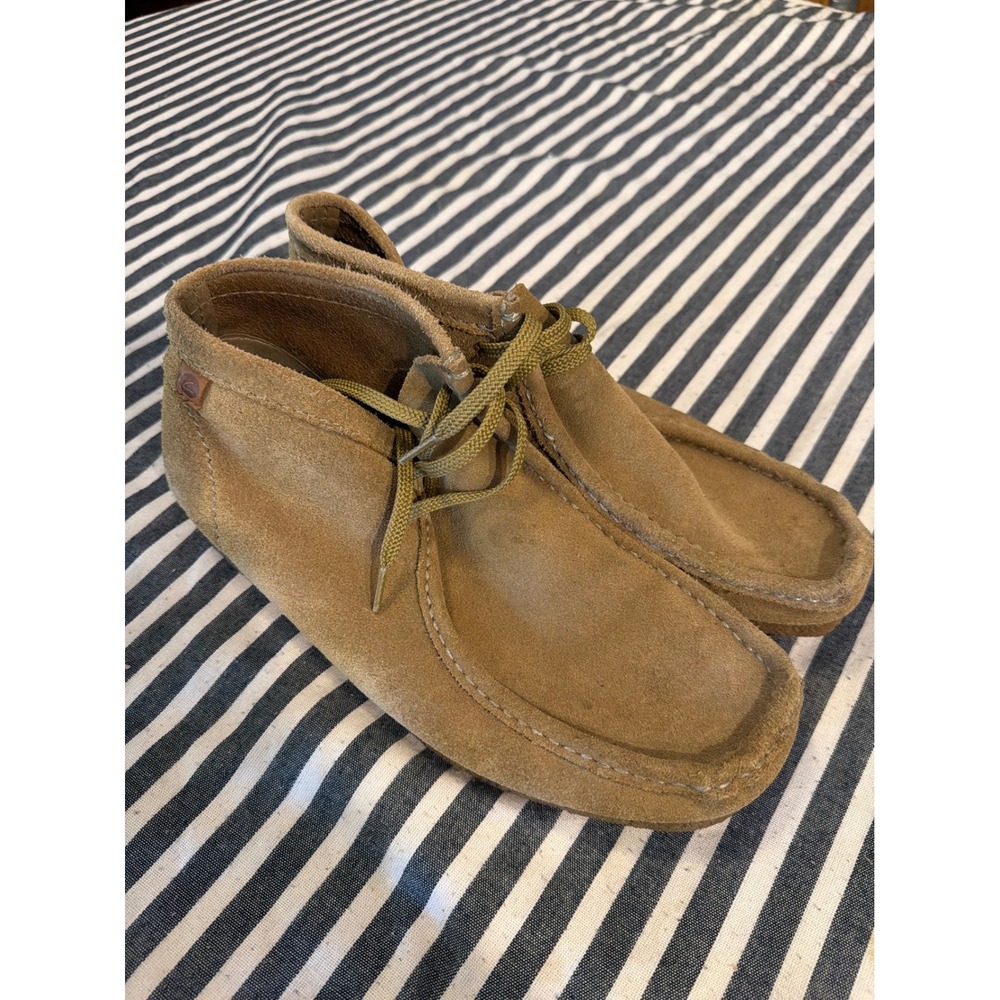 Clarks Shacre II Run Mens 11 Sand Suede Moc Toe Wallabee Style Desert Boots